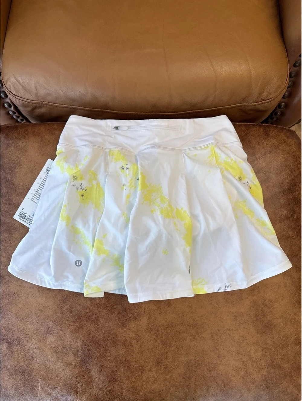NWT Lululemon Pace Rival Skirt Sz 2 Cross Court Wash Electric Lemon Multi White